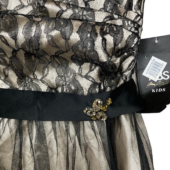 ABS Kids by Allen Schwartz Little Girls Black Tulle Formal Sequin Dress Size 14 - Picture 9 of 16